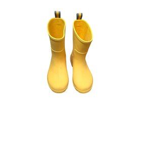 Totes Kids Yellow Rubber Rain Boots Reflective Stripe Size 13